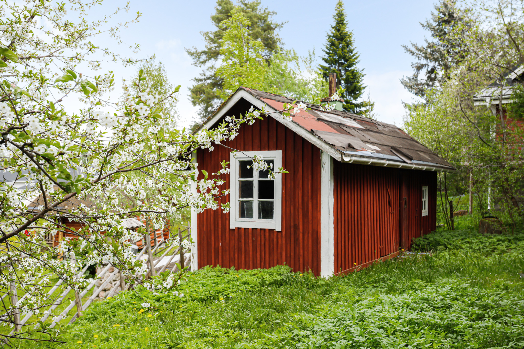 Maria Mattelmaen kuvaama ulkokuva punaisesta aitasta